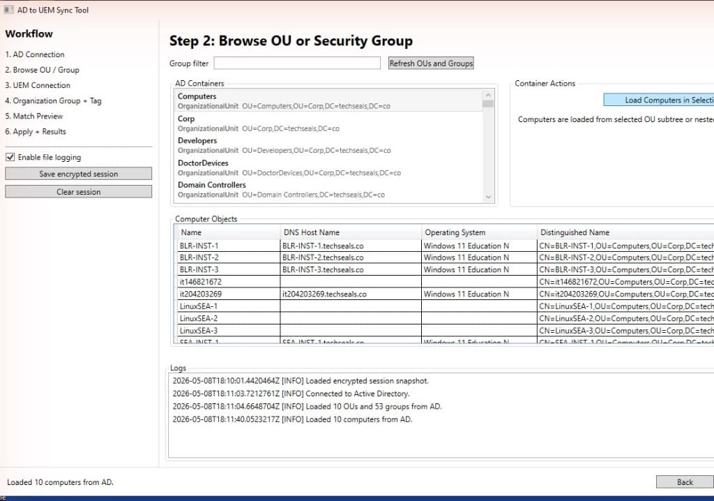 Active Directory Computer Object to Omnissa Workspace ONE UEM